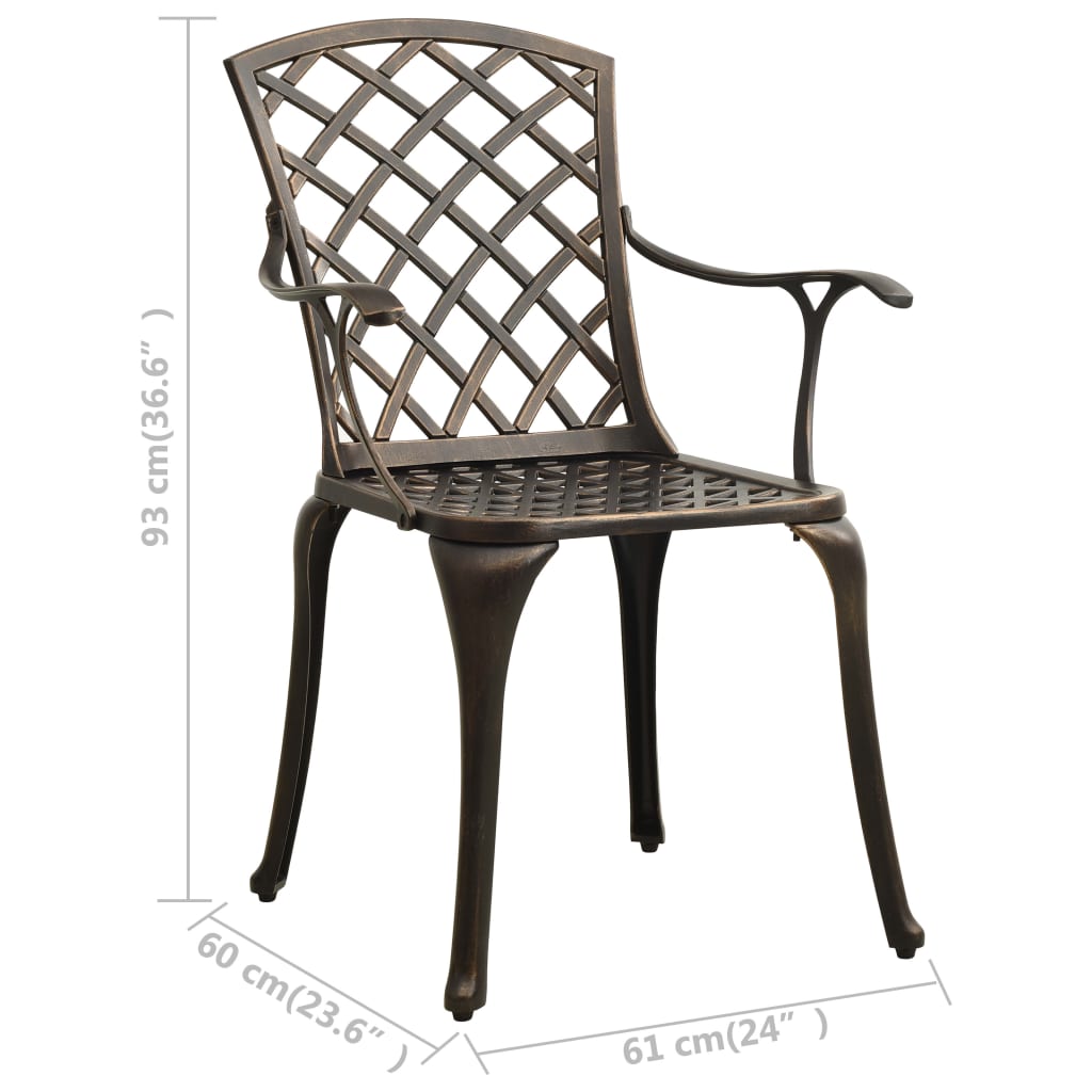Garden Chairs 2 pcs Cast Aluminium Bronze